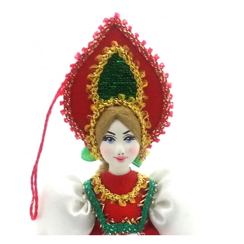 Doll in Russian Kokoshnik Christmas Ornament