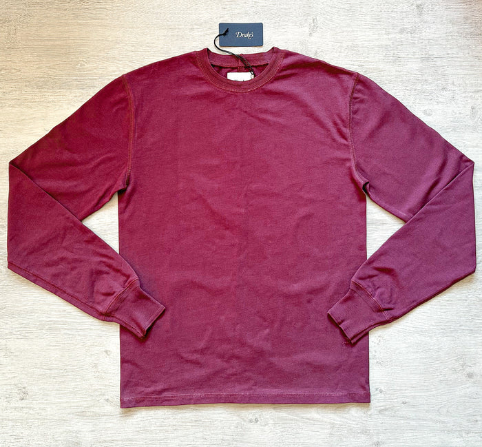 Drake's Burgundy Long Sleeve Hiking Tee Shirt - House Of Huntington