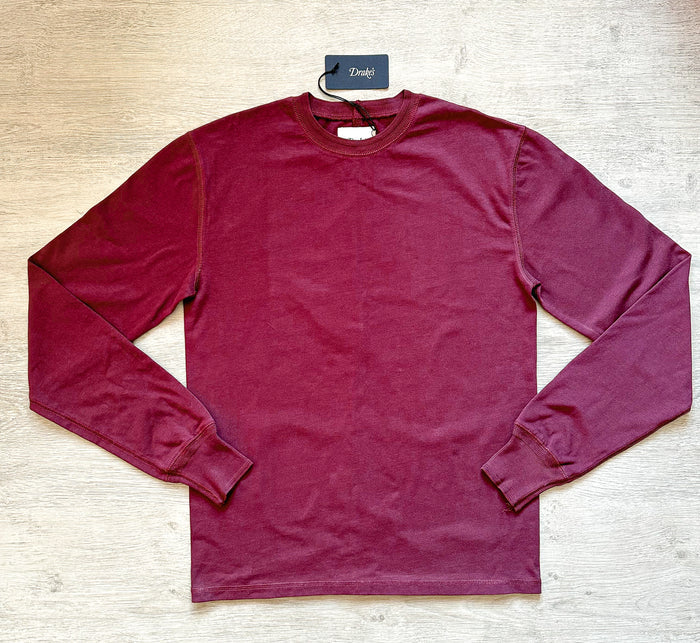 Drake's Burgundy Long Sleeve Hiking Tee Shirt - House Of Huntington