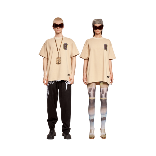 E PUFFER LOGO T- SHIRT- BIEGE