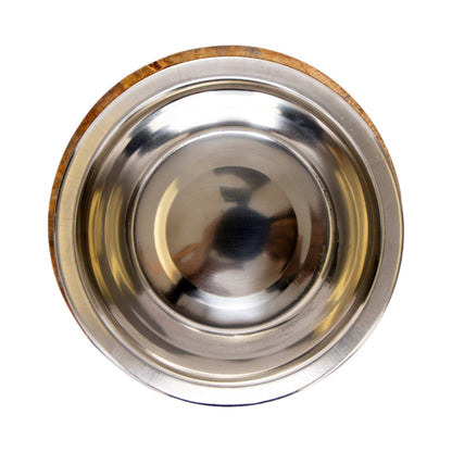 Jojo Modern Pets - Stainless Steel Dog Bowl with Cylindrical Mango Wood Holder