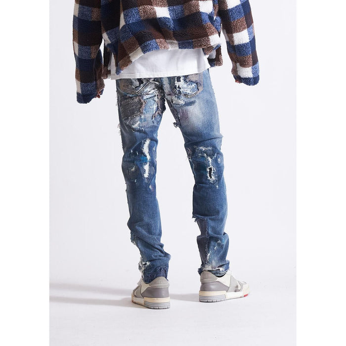 Embellish Mendez Light Blue Ripped Denim Jeans (EMBHOL23-042) with distressed detailing and frayed hem