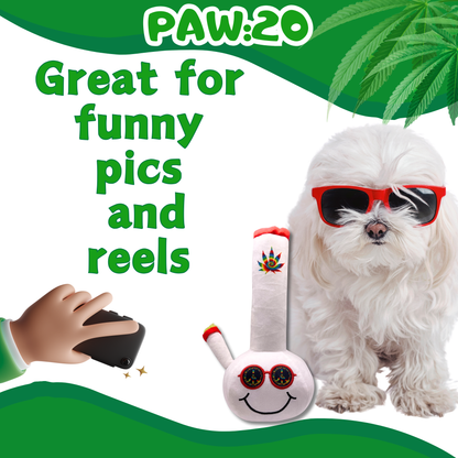 PAW:20 - Billie Bong, Parody Plush Squeaker 420 Dog Toy