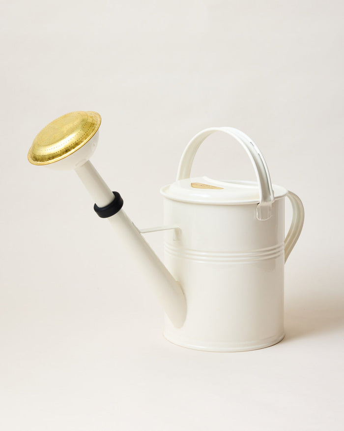 Farmer’s Enameled Watering Can — White watering can shown individually; Farmhouse Pottery