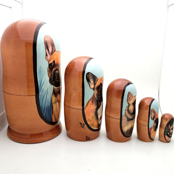 French Bulldog Dog Breed Nesting Doll Set 7" Tall