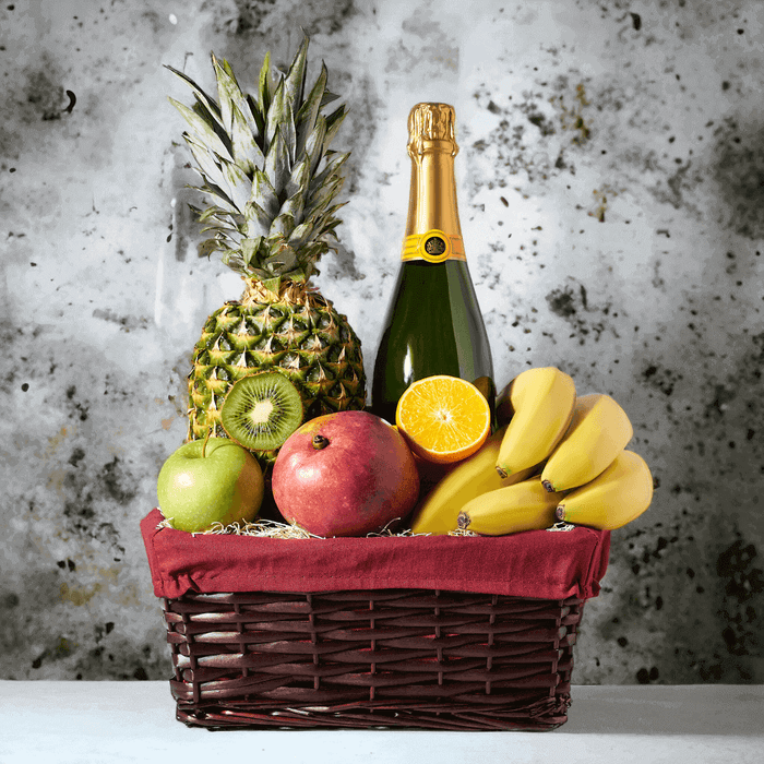 Fresh Fruit & Bubbly Gift Basket - Monthly Sommelier delivery - USA delivery