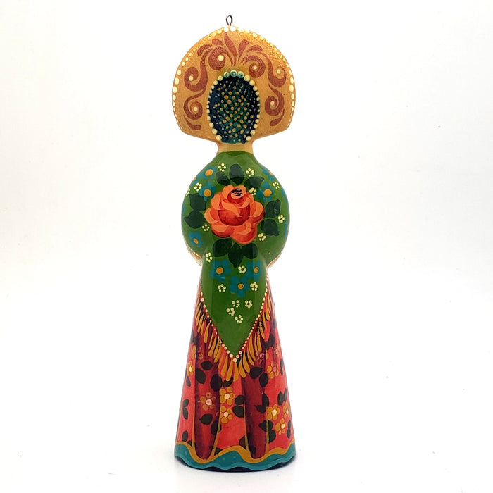 girl with flowers Christmas ornament