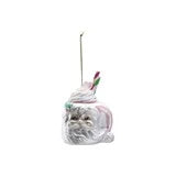 Glass Santa Head Mug Ornament with Whipped Cream & Straws
