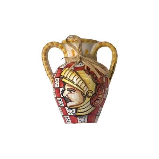 Half Quartara to hang, 100% handmade Caltagirone ceramic decorated by hand, cm 15x14x6
