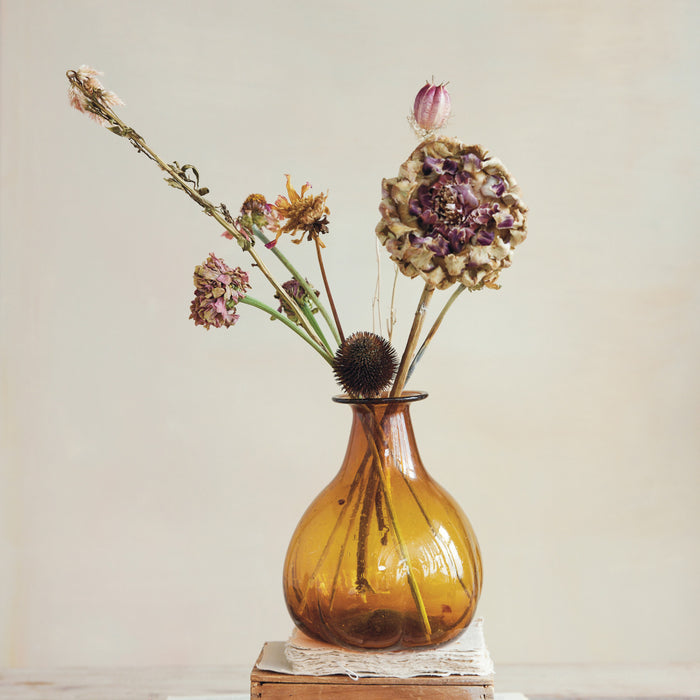 Hand-Blown Glass Vase, Brown