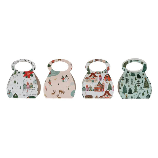 Handmade Gift Bag with North Pole Pattern & Handle