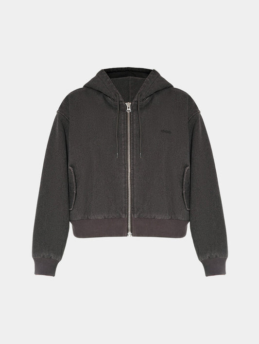HODDED CANVAS JKT - DARK GREY
