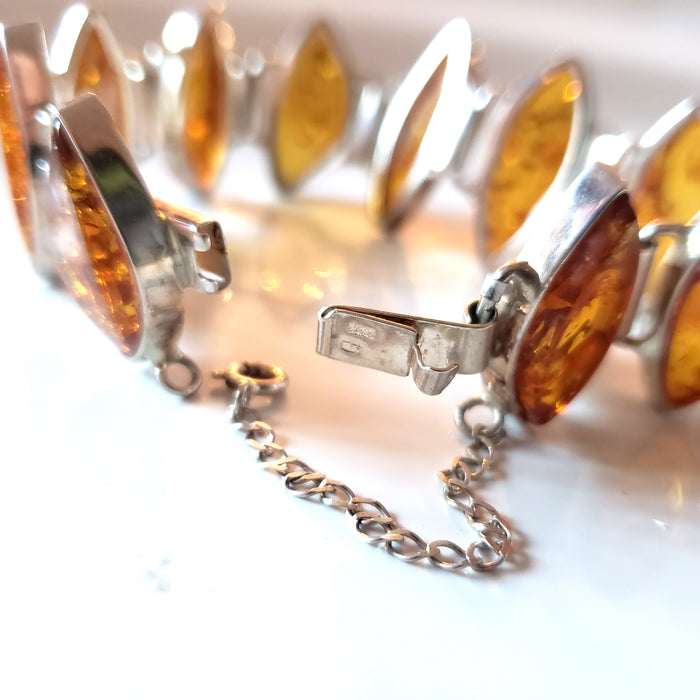 large amber bracelet with safety chain