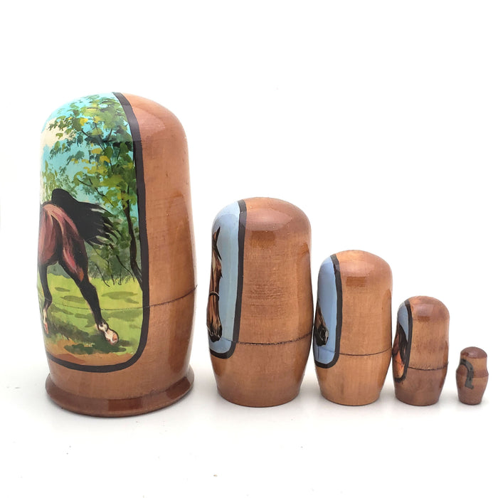 Horse in Summer Nesting Doll 5 piece set 4"Tall