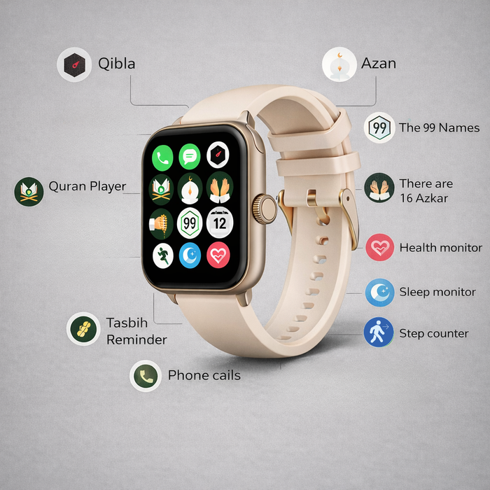 Islamic Smart Watch with Qibla Finder & Prayer Times | iQibla Qwatch S6