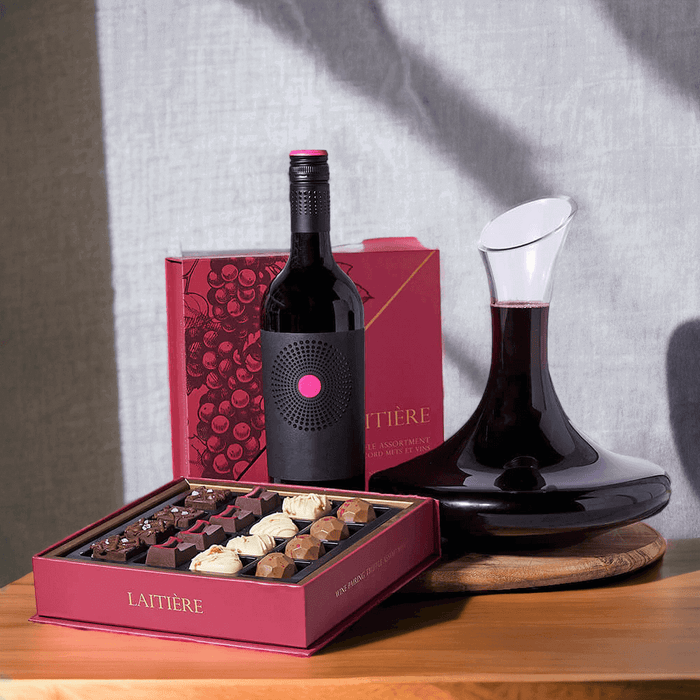 Italian Red Pugliese Wine & Decanter Gift from Monthly Sommelier USA - Wine Gift Basket - USA Delivery