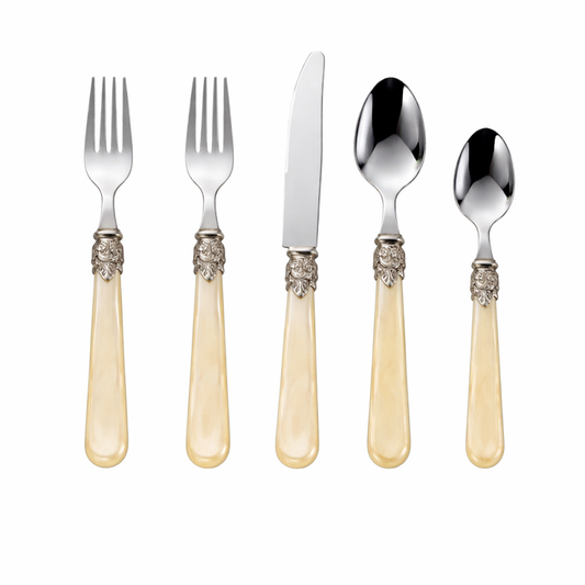 Ivory Pearlized Five Piece Flatware Set