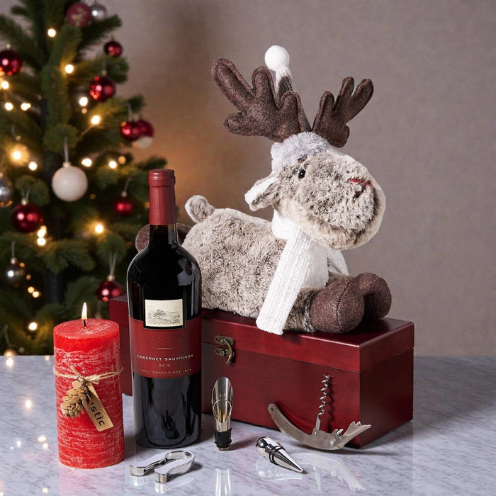 Jolly Evening with a Reindeer Gift, Christmas gift baskets, wine gift baskets