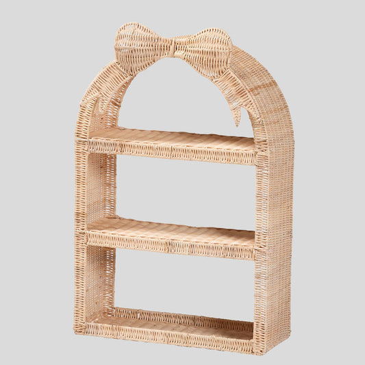 Jorren Bow Rattan Wall Shelf by bali & pari — overall view