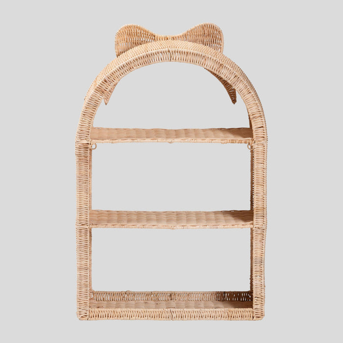 Jorren Bow Rattan Wall Shelf by bali & pari — overall view