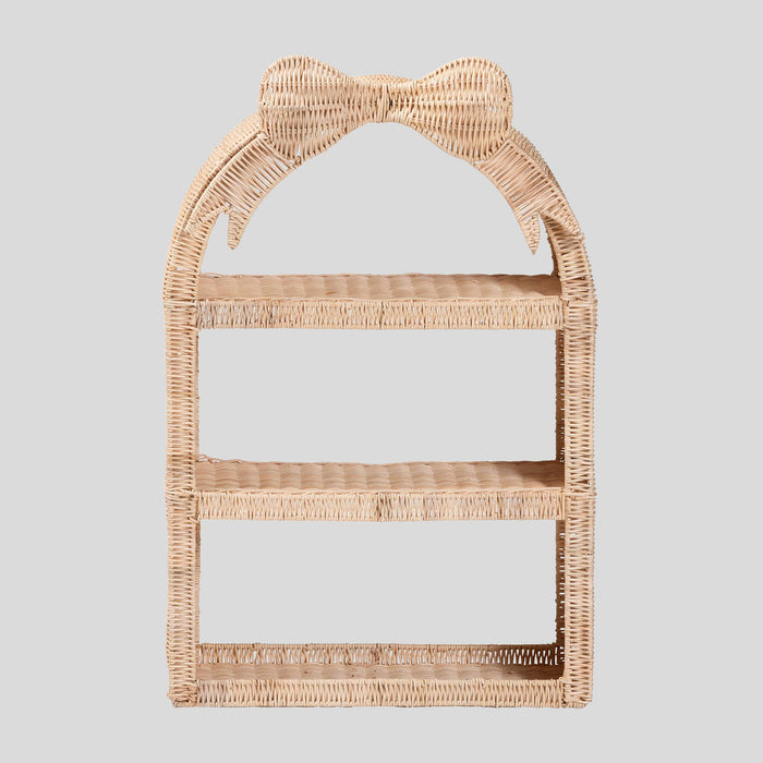 Jorren Bow Rattan Wall Shelf by bali & pari — overall view