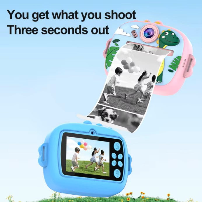 Kids Instant Thermal Print Camera with 1080P Video Recording, Music and Games