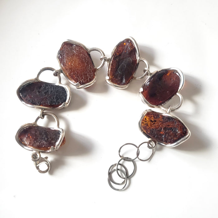 Large Golder Green Amber Stone Classic Link Bracelet BuyRussianGifts Store