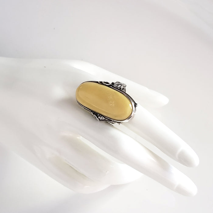 large oval butterscotch amber ring