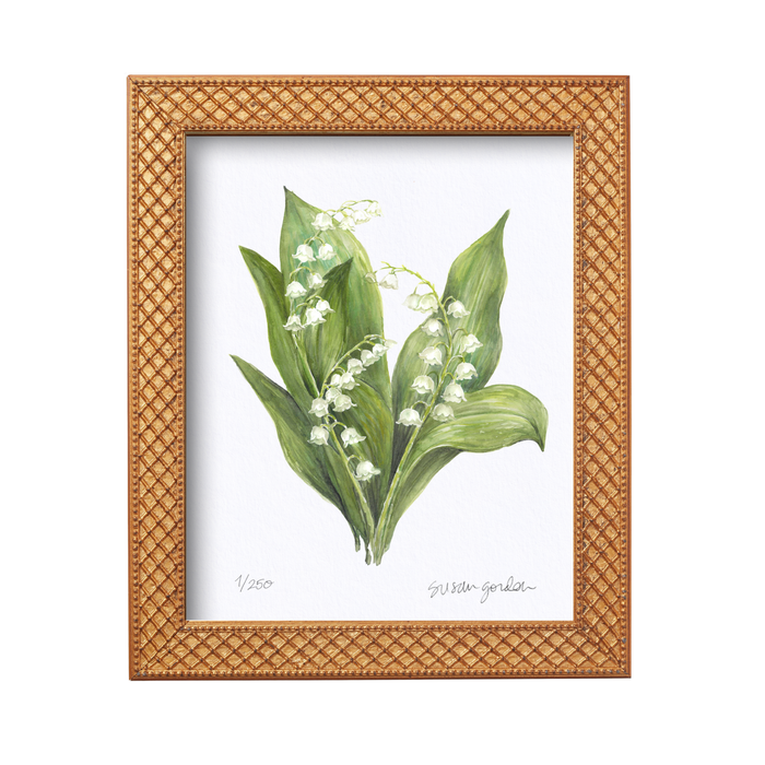 Lily of the Valley Archival Art Print — front view of the Trellis-framed Lily of the Valley print; Susan Gordon