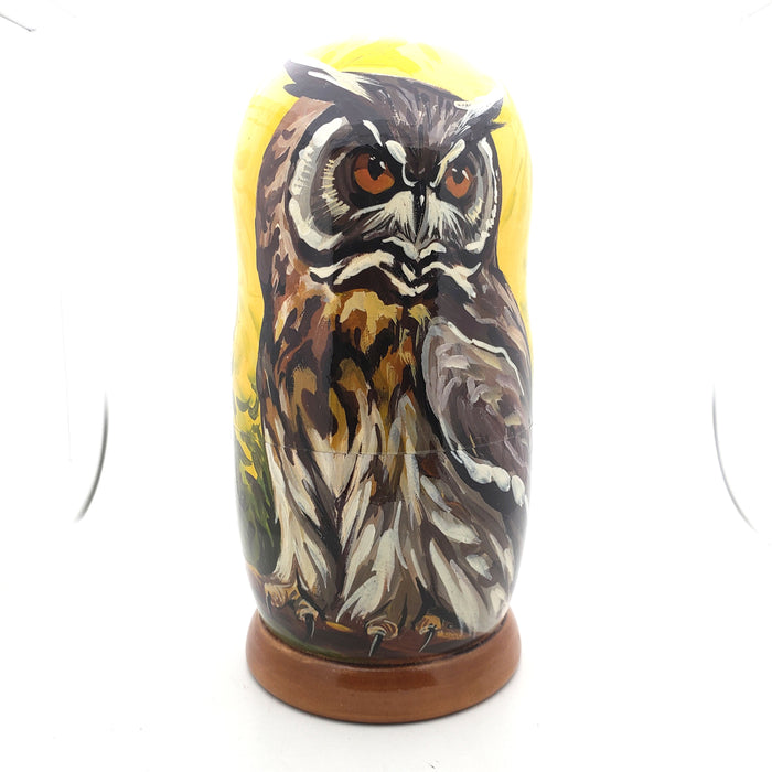 Long Eared Owl Stacking Matryoshka Doll 7" Tall