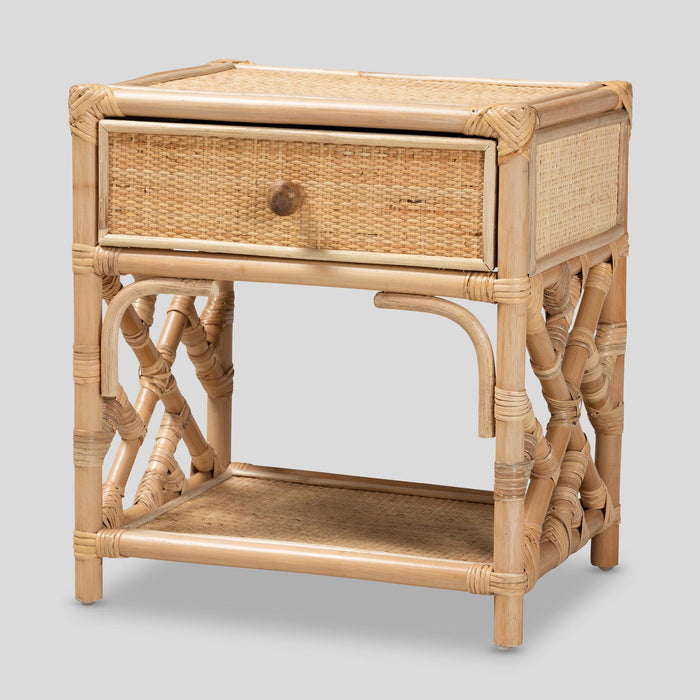 Luella Rattan 1-Drawer Nightstand by bali & pari — overall view