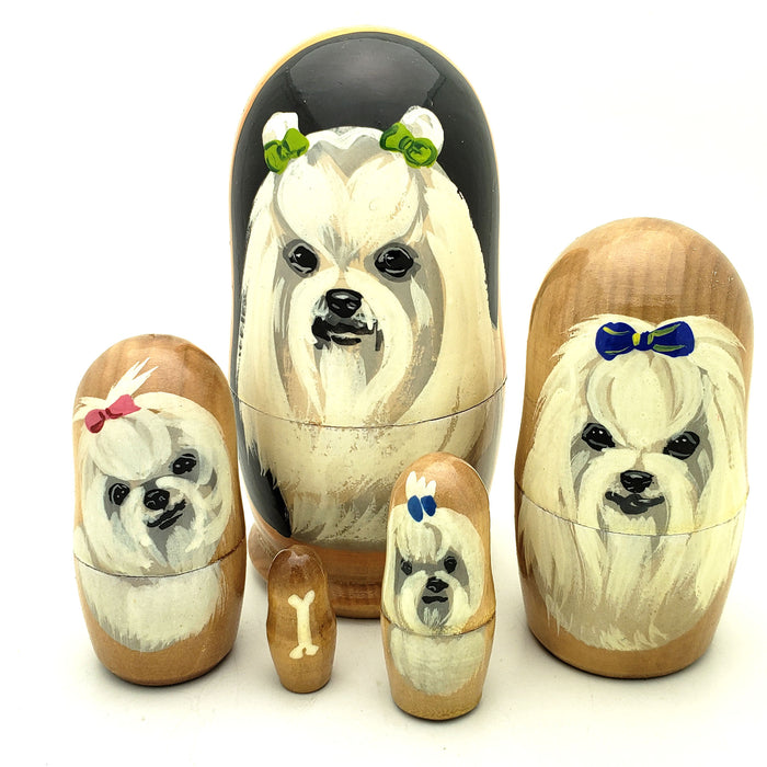 Maltese Dog Breed Stacking Doll Set