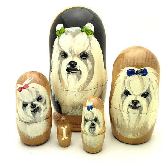 Maltese Dog Breed Stacking Doll Set