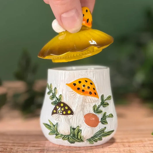 Merry Mushrooms-Inspired 70s Hand-Painted Trinket Box