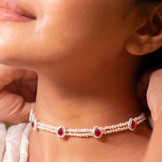 Moh Kundan Drop Sadabahaar Moti Choker