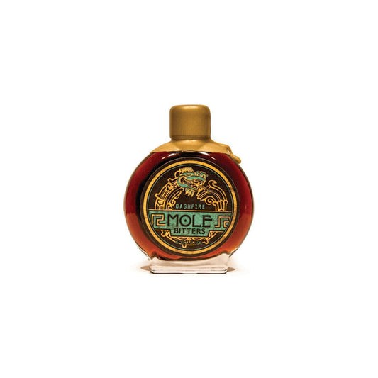 Bottle of Mole Bitters on a white background