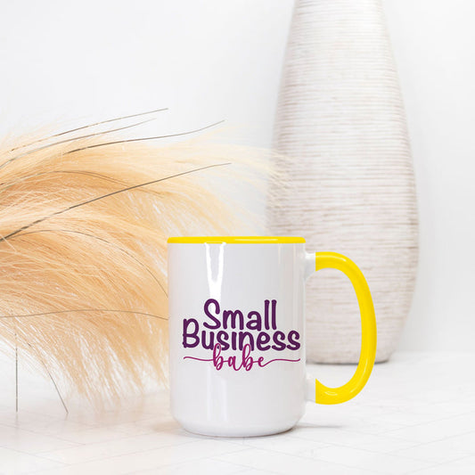 Mug Deluxe 15 oz. (Yellow + White) - Small Business Babe