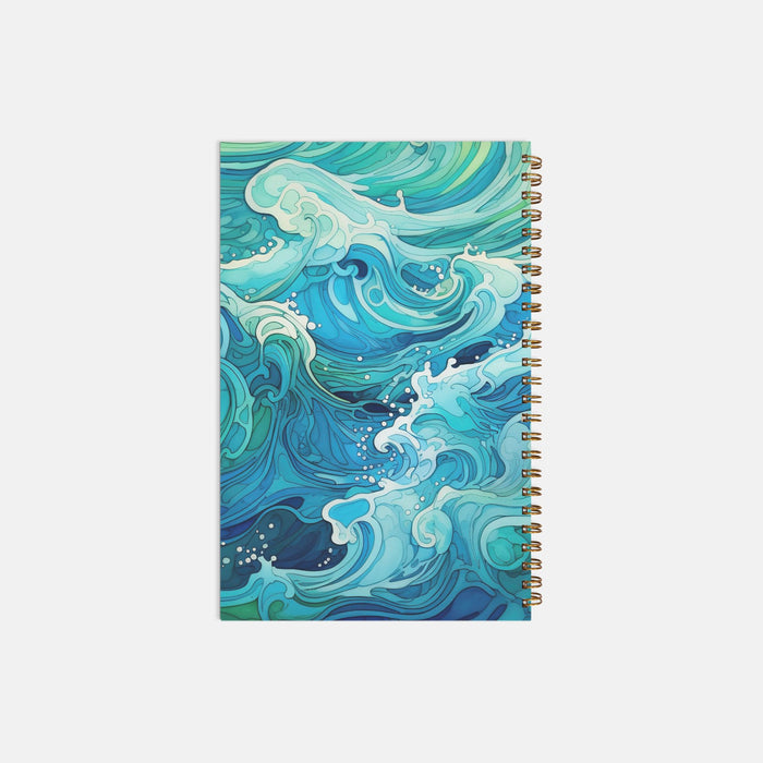 Notebook Hardcover Spiral 5.5 x 8.5 - Aqua Waves