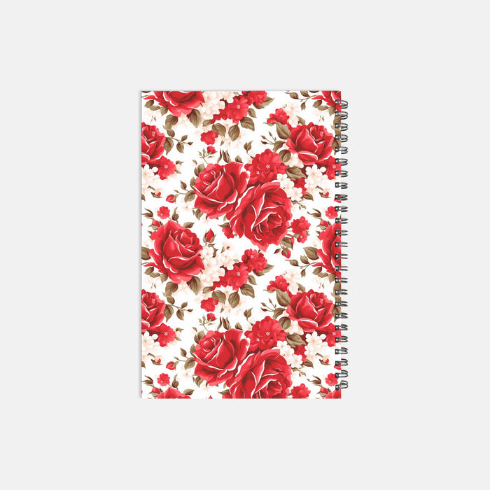 Notebook Softcover Spiral 5.5 x 8.5 - Red Roses