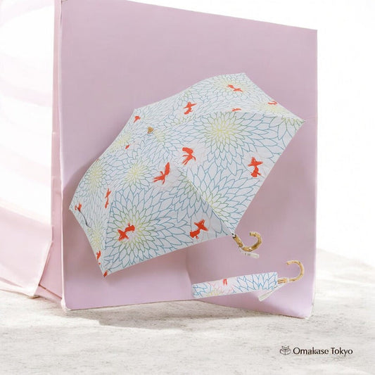 Ogawa Women’s Parasol Folding Umbrella – Goldfish Japanese Pattern