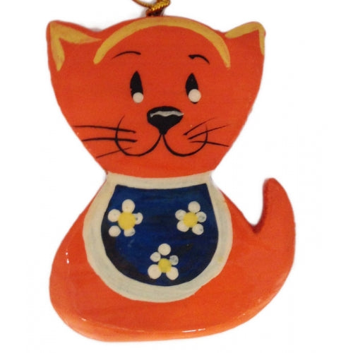 Orange Cat Wooden Christmas Ornament