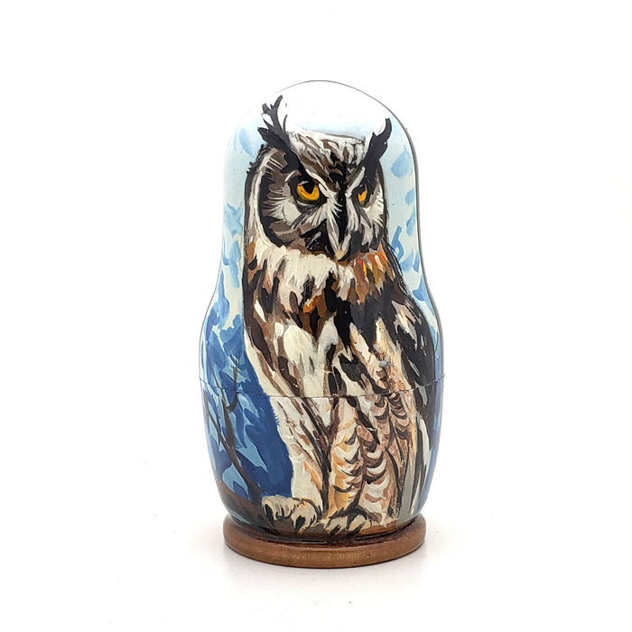 Owl Nesting Matryoshka Doll 4" Tall