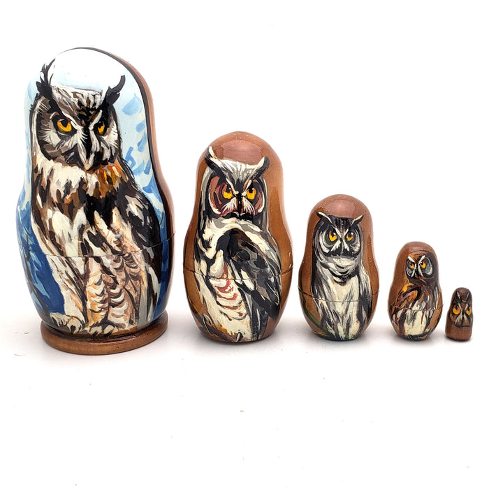 Owl Nesting Matryoshka Doll 4" Tall