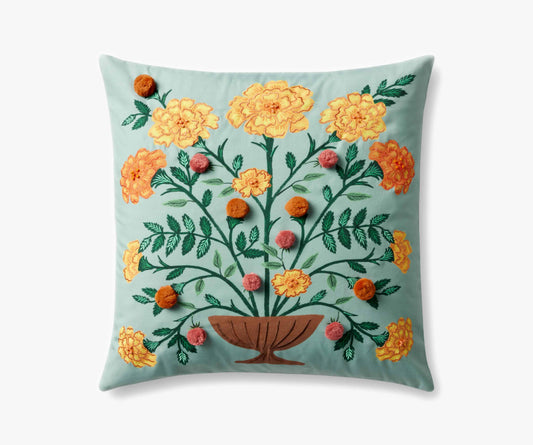 Marisol Embroidered Pillow - Light Green