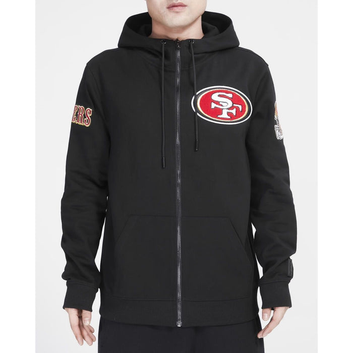 San Francisco 49ers Classic Logo Zipper Hoodie in black, front view
