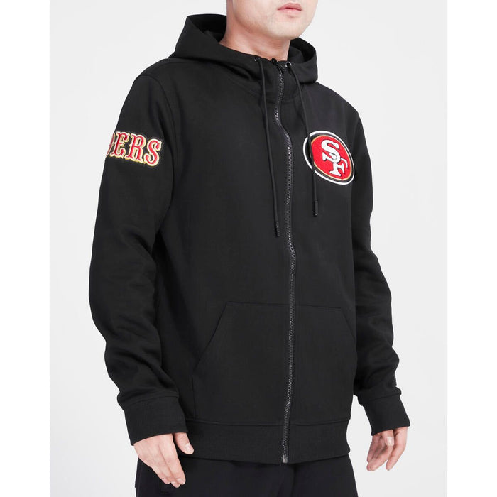 Close up of the black San Francisco 49ers Classic Logo Zipper Hoodie