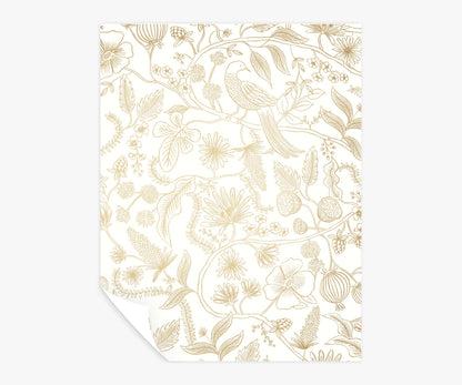 Aviary Peel & Stick Wallpaper Sample - Metallic Gold & Cream
