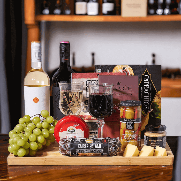 Puglia Fantini Red & White Wine Gourmet Duo from Monthly Sommelier USA - Wine Gift Basket - USA Delivery