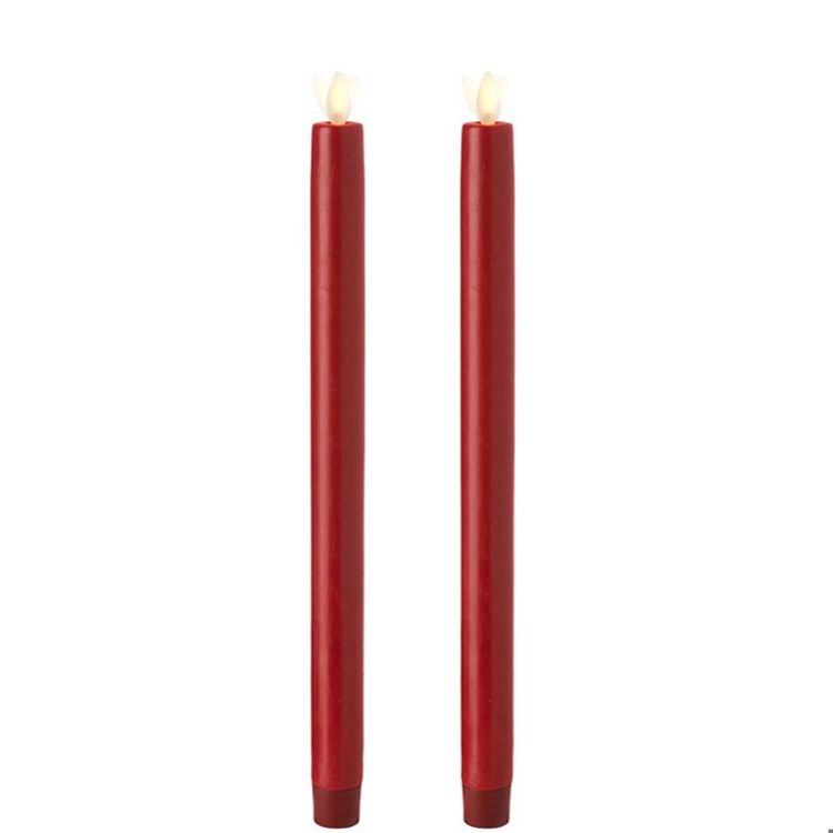 12" Moving Flame set/2 Red Taper Candles