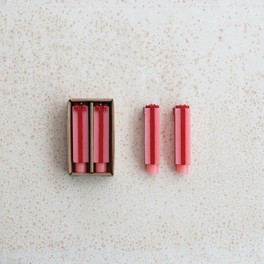 Red and Pink Bow Taper Candles
